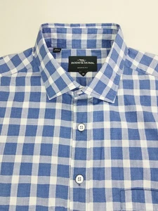 Rodd and Gunn Sports Fit Size Medium Mens Blue White Check Long Sleeve Shirt NWT - Picture 1 of 11