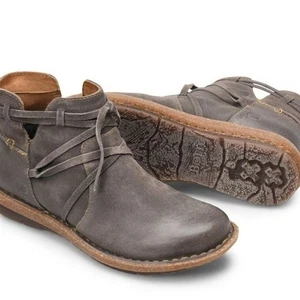 Geboren Damen Tarklin Knöchel abgenutzt grau Leder Schuhe Motorrad Stiefel Größe 9,5 - Bild 1 von 13