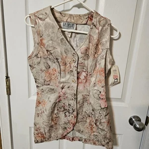 Floral Vest Cottagecore 90s Prairie Sz 7/8 NWT NOS LA Belle Vintage Peasant - Picture 1 of 10