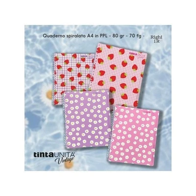 Tinta Unita Maxi Quaderno Spiralato in PPL Vintage A4 1 Rigo 70fg. 80gr/mq - Immagine 1 di 2