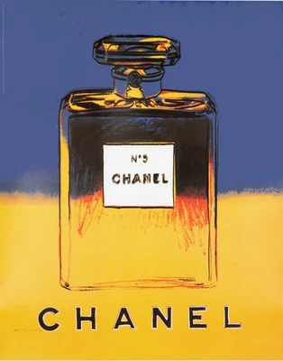 CHANEL N5 WARHOL 1997 ОРИГИНАЛЬНЫЙ НА ЛЬНЕ желтый/синий 22 X 29 дюймов - Изображение 1 из 4
