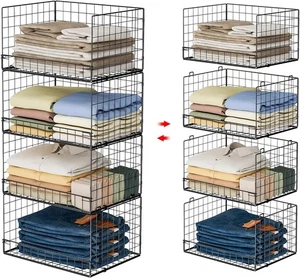 Organizadores de armario apilables de 4 niveles y estantes de almacenamiento estante de ropa canasta contenedores - Imagen 1 de 3