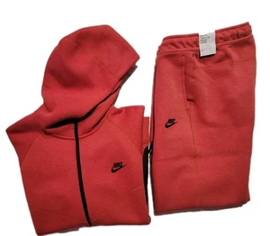 NIKE TECH FLEECE TRACKSUIT PANTS/ F-Z HOODIE RED MEN'S XL FB8002 672 FB7921 672. - Picture 1 of 17