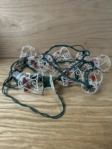 Unique Vtg Wire Cage With Red Hearts String Lights - Picture 1 of 4