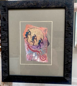 Framed Original Signed SANTA FE ARTIST GINNY HOGAN KoKopelli Lizard Hands - Picture 1 of 5