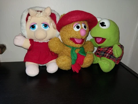 Vintage McDonalds 1987 Christmas Muppet Babies Fozzie Kermit Ms.Piggy Plush Set Cover