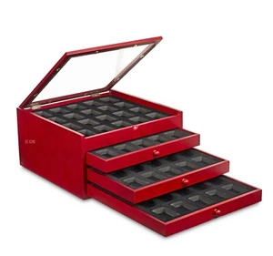 Rosewood Zippo Lighters Chest Cabinet Display Case Box 80 Lighters Premium Red - Picture 1 of 6