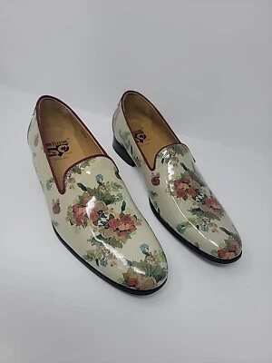 Mocassim John Fluevog Tobias couro envernizado floral com salto tamanho 9.5 masculino - Imagem 1 de 4
