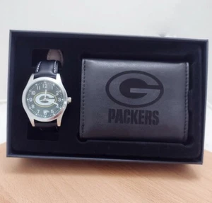 Green Bay Packers NFL Black Watch And Wallet Gift Set - Free Shipping  - Picture 1 of 5