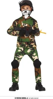 Fiestas Guirca Militar Niño Ejército Soldado Niños Vestido Elegante Disfraz Edad 7-9 Años Foto 1 de 2