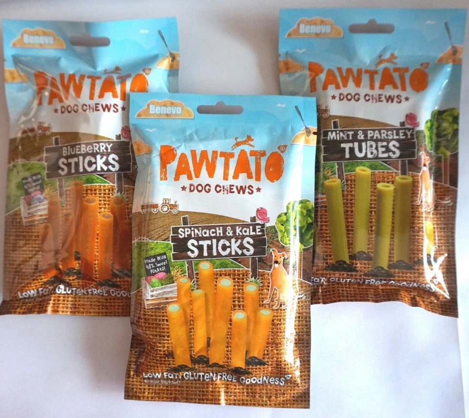 PARADISE PETS Benevo PAWTATO Treats for Dogs Bargain 3 Pack Deal Vegan Vegetarian DOG TREATS