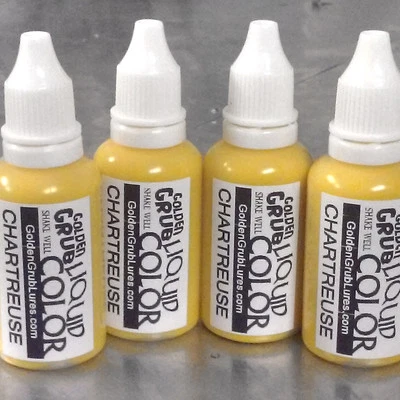 THE GOLDEN GRUB LURE CO NEW 1 OZ. CHARTREUSE Liquid Color Fishing Plastic Soft Bait Plastisol Making