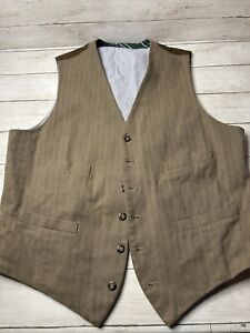 Unbranded Wool Blend Waistcoat Mens Brown Striped Herringbone Large