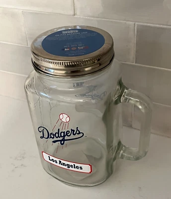 Los Angeles Dodgers Glass Mason Jar Large. Wide Mouth. 30oz capacity LMJ521L - Image 1 of 4