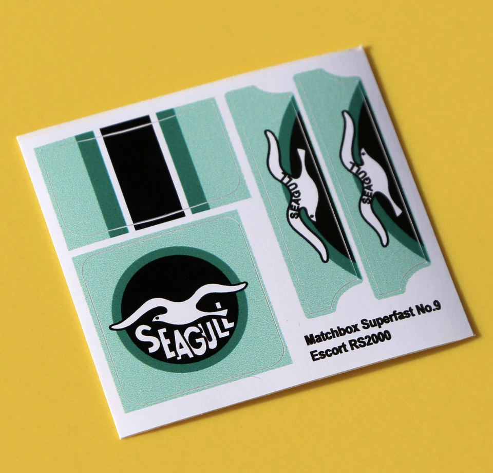 MATCHBOX SUPERFAST No.9 ESCORT RS2000 'SEAGULL' sticker decal reproductions - Image 1 of 1