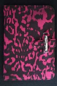 DIANE VON FURSTEMBERG KINDLE COVER CERISE PINK AND BLACK CANVAS A MODERN BEAUTY - Picture 1 of 7