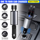 4 IN 1 Retractable Car Charger Cable Dual Port USB C PD Fast Charging Adapter UK