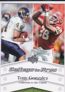 TONY GONZALEZ Upper Deck Football COLLEGE TO PROS Insert Card CAL KC CHIEFS HOF! - Picture 1 of 2