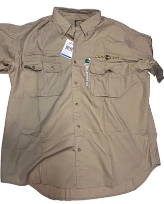Camisa Cabelas Adulto Extra Grande Bege Guidewear Manga Longa Bolsos com Botões GG - Imagem 1 de 4