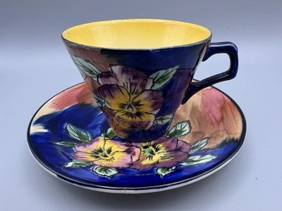 Vintage H & K Tunstall Art Deco Viola Pattern Hand Painted Cup & Saucer - Image 1 of 4