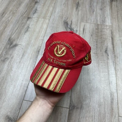 Michael Schumacher Formula F1 Ferrari World Champion Six Times Red Cap Hat  - Image 1 of 4