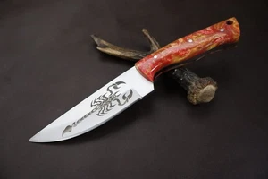 CUCHILLO SKINNER DE ACERO GRABADO HECHO A MANO DE 8" CON MANGO DE RESINA CON FUNDA - Imagen 1 de 6
