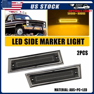 Luzes indicadoras laterais de LED âmbar para Chevrolet C10 C20 C30 K10 K20 1981-1986 2-20x - Imagem 1 de 4