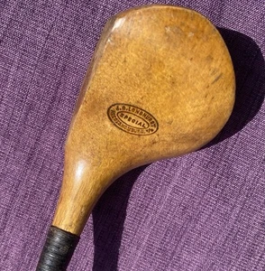 J G Longhurst beech head, hickory shafted golf driver. - Picture 1 of 7