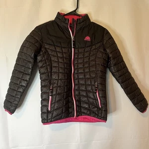 Snozu Girls Black And Pink Puffer Jacket Size Medium - Picture 1 of 5