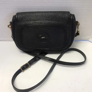 90er Vintage Dooney and Bourke Messing Hufeisen Schnalle schwarz Leder Umhängetasche Handtasche - Bild 1 von 15