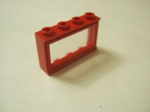 Lego (1) Red 1x4x2 Window Frame With Window Pane, 453 (028-166) - Picture 1 of 2