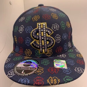 City Hunter Authentic Fitted Money Hat Cap Bling Embroidered Size L 7 1/2 - Picture 1 of 7