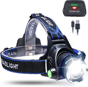 KINGTOP Waterproof USB Rechargeable LED Zoomable Head Light Torch Lamp with - Picture 1 of 10