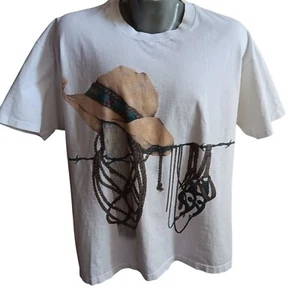 Vintage Mens T-shirt 2XL Single Stitch Cowboy Hat Rodeo AOP Anvil USA 1990's XXL - Picture 1 of 7