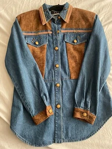 Christina Hope Rodeo Embellished Western Denim Cowgirl Button Up Shirt VTG 90's - Picture 1 of 11