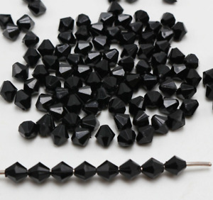 200 Black Faceted Acrylic Bicone Beads 8mm Spacer Bead