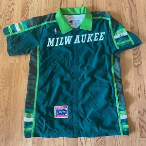 1991-1992 Milwaukee Bucks Team Issue Game Used Champion Warm Up Jacket sz 46 - Picture 1 of 10