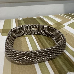 Tiffany & Co Somerset Sterling Silver Women’s Mesh Flexible Bangle Bracelet - Picture 1 of 6