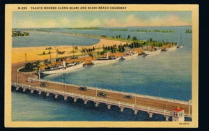 POSTAL YATES AMARRADOS A LO LARGO DE MIAMI PLAYA CALCEWAY FLORIDA COLECCIONABLE - Imagen 1 de 1