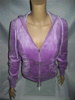 SELF ESTEEM Jacket Juniors Size S Lilac Velour Cropped Hooded Shirt Top NOS Y2K - Image 1 of 4