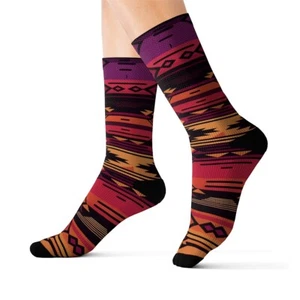 All Over Print Adult Socks Southwestern Navajo Pattern Aztec Native American - Picture 1 of 9