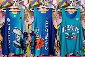 Charlotte Hornets Reversible All Over Print NBA Basketball Jersey Mens Size XL - Picture 1 of 12