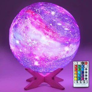 5.9'' Moon Lamp Kids Night Light Galaxy Rechargeable Battery Touch 16 Colors LED - Picture 1 of 6