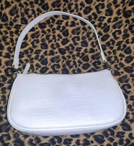 Y2K White Vintage 5"×9" Women faux Leather Mini Shoulder Purse Handbag - Picture 1 of 4