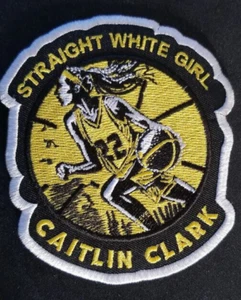 STRAIGHT WHITE GIRL WNBA CAITLIN CLARK Embroidered Sports Patch aprox 3.25x3.75" - Imagen 1 de 2