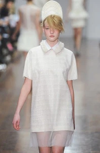 Simone Rocha Elfenbein Wolle Transparent Overlay Kleid 6 - Bild 1 von 4