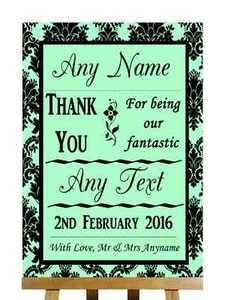 Mint Green Thank You Bridesmaid Maid Honour Page Boy Usher Best Man Wedding Sign - Picture 1 of 8