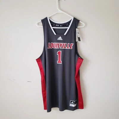 Louisville Cardinals Basketball Jersey #1 Mens Large Gray Red Adidas NWT - Image 1 of 4