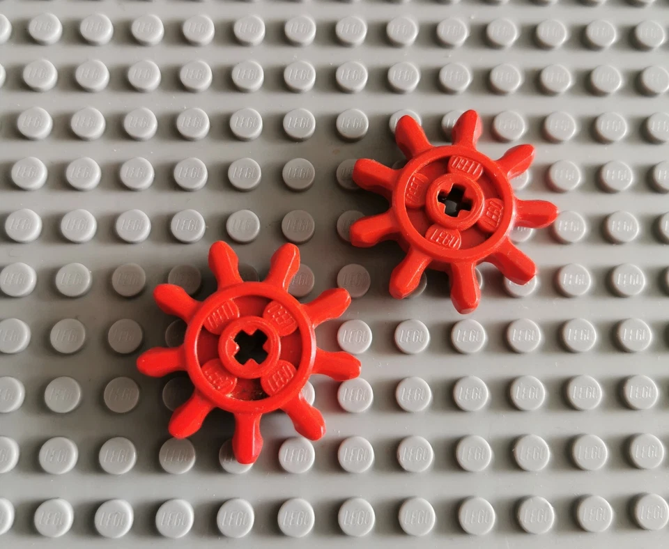 Lego Technic Technik Zahnrad 9 Zähne Kette Rad 2 Stk. Rot g9 P32 - Bild 1 von 1