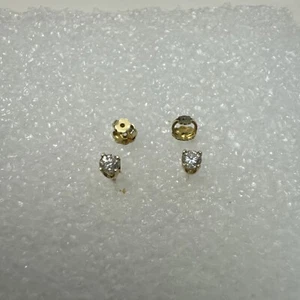 14k Yellow Gold Screw back Diamond Stud Earrings - Picture 1 of 11
